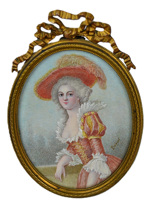 Darcet, Portrait Miniature of a Lady from the Rococo Period, 1800s, Painting, Framed