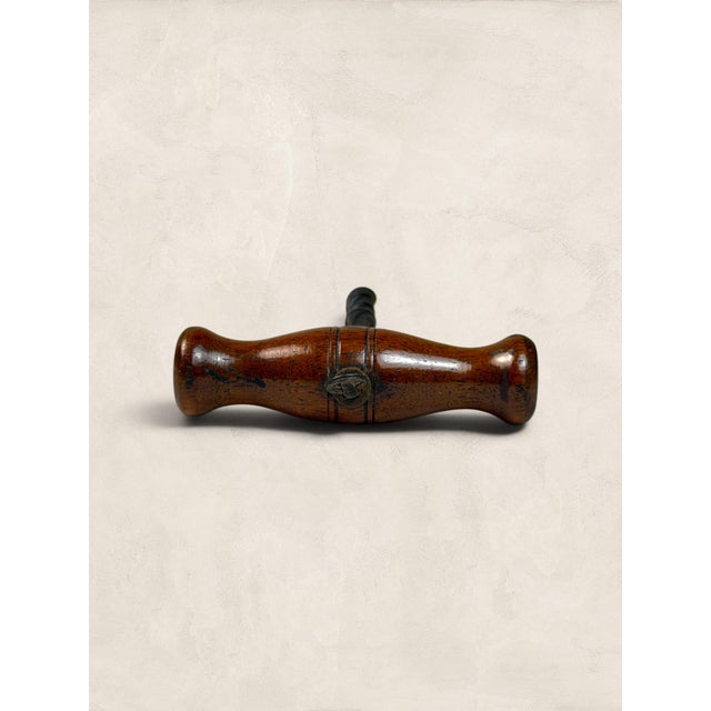 Victorian Late 19th Century English Victorian Oak & Steel T-Handle Corkscrew For Sale - Image 3 of 7