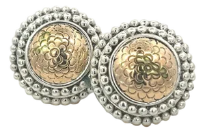 1990s Pair of John Hardy Estate Clip on Earrings Silver 18k Yellow Gold