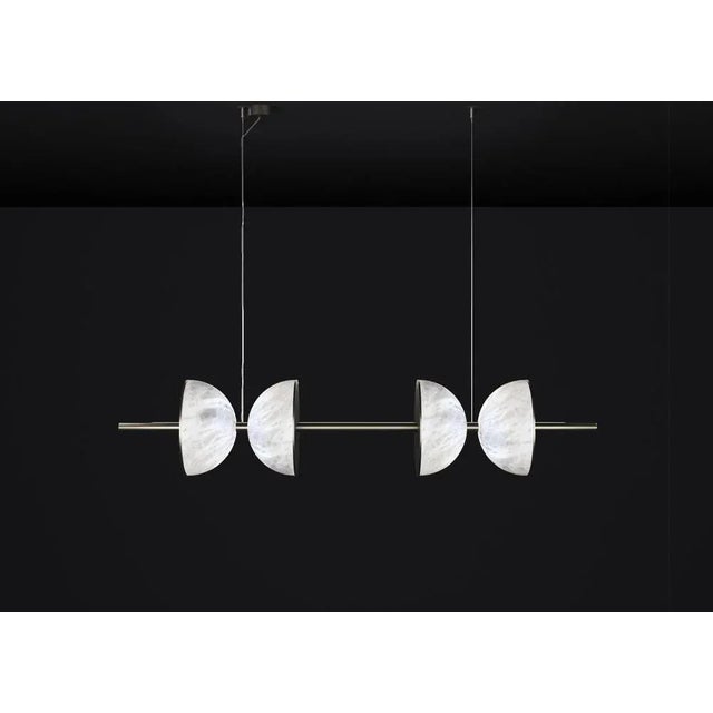 Ermes brushed black metal and alabaster pendant light 2 by alabastro italiano dimensions: d 30 x w 150 x h 300 cm....