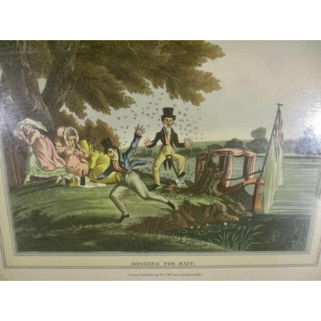 "Digging For Bait" Aquatint by Thomas Mclean, a dry humorous shot at the tony middle-class's mishapps in nature. Surprised...