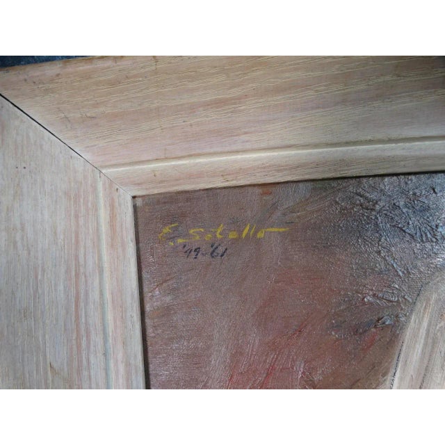 Mid-Century Modern 1961 "Native Woman" Figurative Nude Oil Painting by Edward Sotello, Framed For Sale - Image 3 of 6