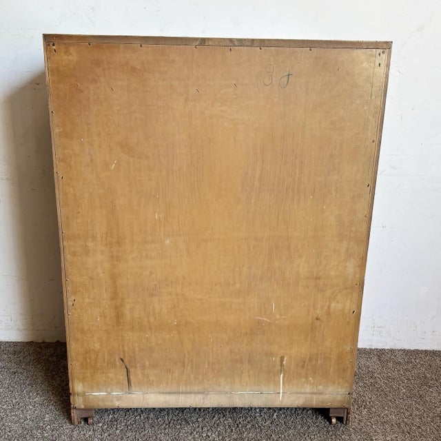 Art Deco Birds Eye Maple Veneer Highboy With Cedar Storage in Bottom Drawer For Sale - Image 12 of 12