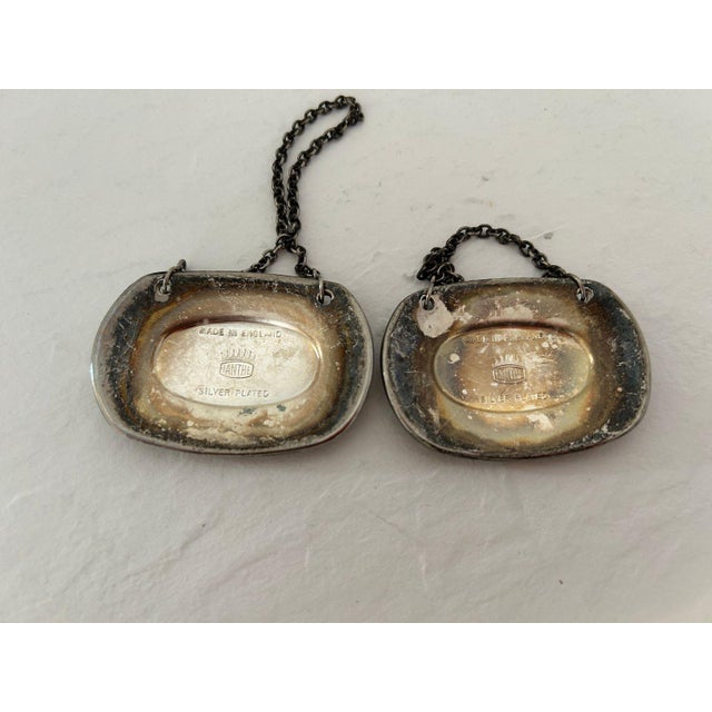 Vintage Ianthe Silver Plated "Sherry & Brandy Decanter Labels/Tags Sheffield Made in England S/2 in good condition, may...