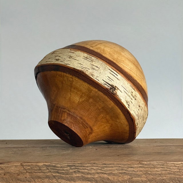 Vintage Hand-Turned Paper Birch Studio Art Vessel by Norris White – Signed (1999) For Sale - Image 4 of 8