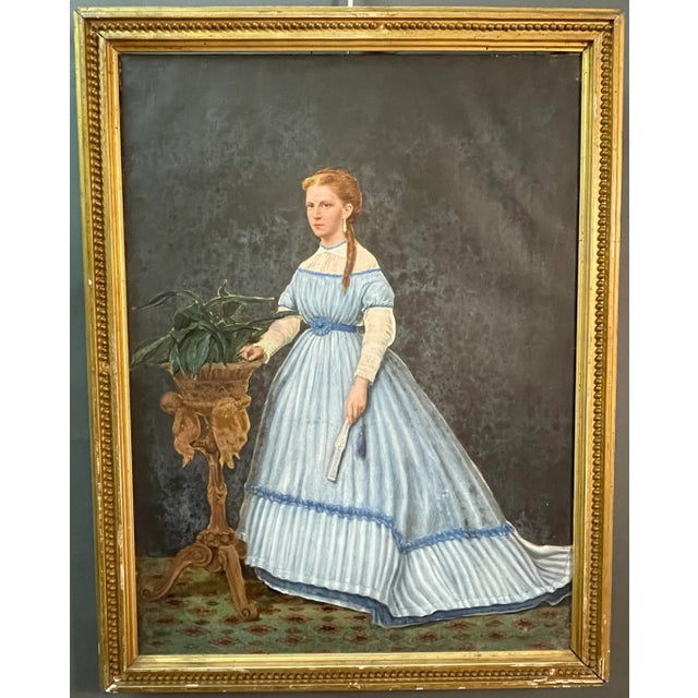 Alfred Emile Leopold Stevens, Portrait of Young Woman, 19th Century, Gouache For Sale - Image 9 of 9
