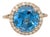 4.4Ct Glam Swiss Topaz Ring With Diamond Accents: Solid 14k Gold, Round 4.5mm, Size 6.75 For Sale