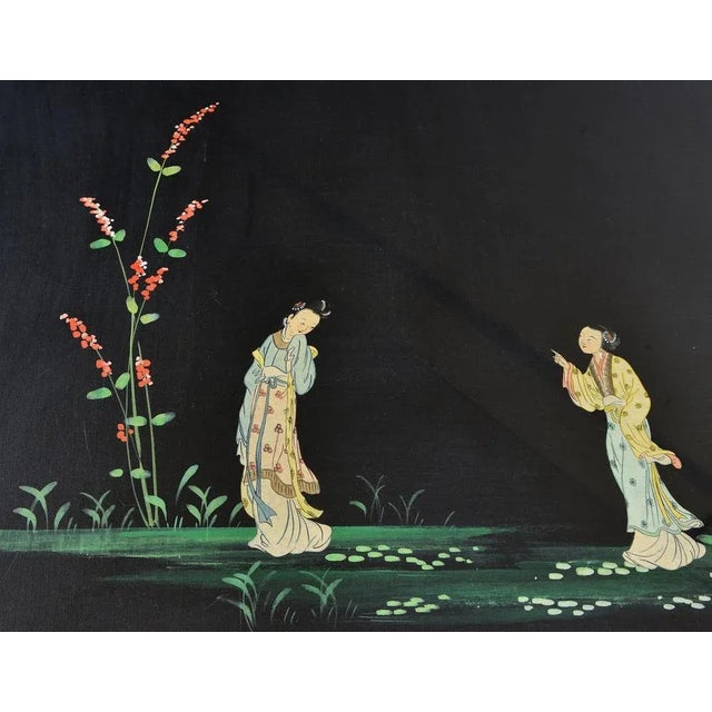 Black Mid-Century Chinoiserie Dining Table & Six Chairs by Umberto Mascagni, Set of 7 For Sale - Image 8 of 18