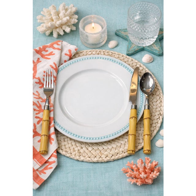 Vintage Never Used Faux Bamboo Handle Stainless Steel Flatware – For 4 - Tropical, Palm Beach Regency, Coastal & British Colonial Style - 12 Pc. For Sale - Image 4 of 9