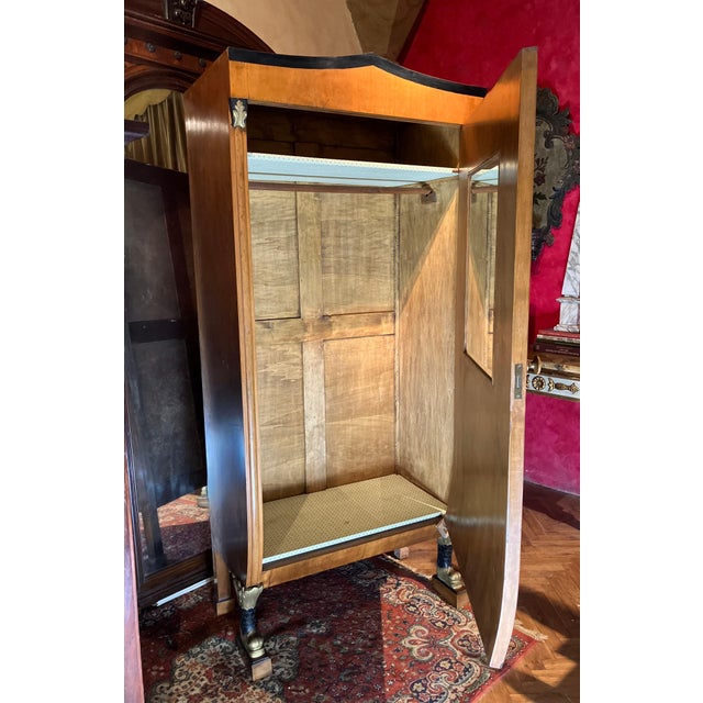 19th Century Biedermeier Fruitwood Armoire with Dolphin Carvings and Gilt Detail For Sale - Image 9 of 11