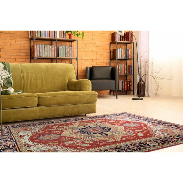10x14 Exquisite Red Floral Traditional Hand Knotted Wool Carpet Rug For Sale - Image 4 of 6