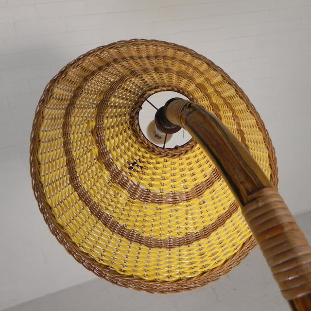 Yellow Vintage Standing Bamboo Lamp, 1950s For Sale - Image 8 of 18