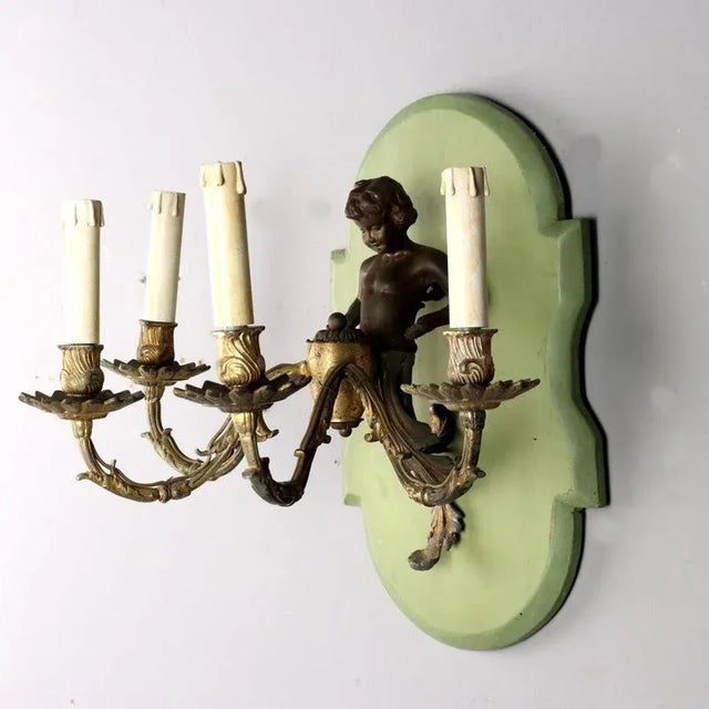 Italian Golden Metal Wall Lamp For Sale - Image 3 of 8