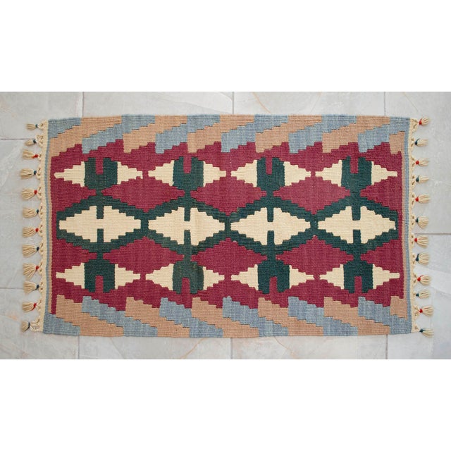 Hand Woven Colorful Kilim Small Rug For Sale - Image 9 of 12