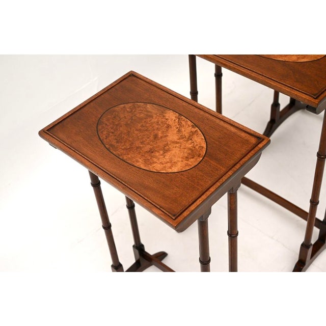 Antique Edwardian Walnut Nesting Tables, 1900, Set of 3 For Sale - Image 9 of 10