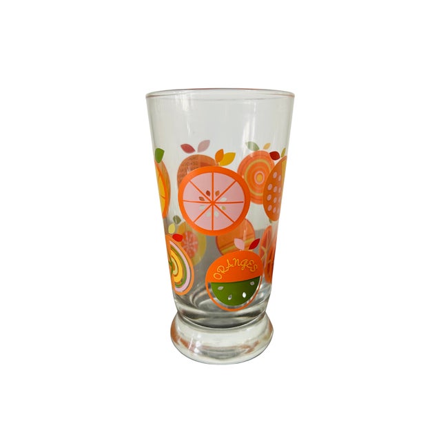 Mid 20th Century Vintage Libbey Citrus Juice Glasses Set of 6 – Mid-Century Modern Orange Slice Tumblers, 1960s–1970s Retro Barware For Sale - Image 5 of 8