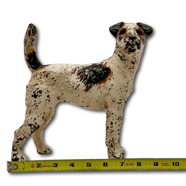 Vintage 1930s American Hubley Manufacturing Company Cast Iron Fox Terrier Dog Doorstop For Sale - Image 16 of 18