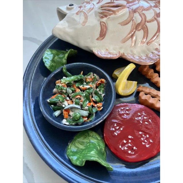 Palissy Majolica Style Wall Plate Fish Dinner Studio Pottery For Sale - Image 9 of 9