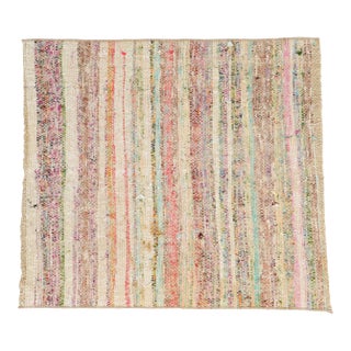 Vintage Decorative Mini Rag Rug - 2`3″ X 2`5″ For Sale