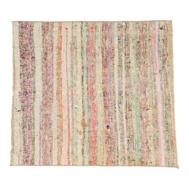 Vintage Decorative Mini Rag Rug - 2`3″ X 2`5″ For Sale