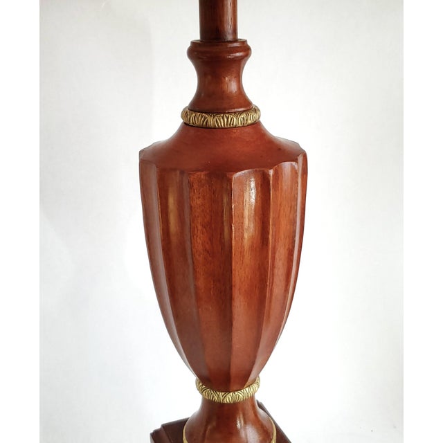 Wood Lamps Mahogany Brass & Shades For Sale - Image 7 of 10
