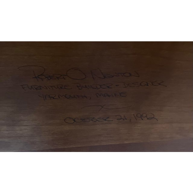 Custom Furniture Builders Solid Vintage Cherry Wood Trestle Table For Sale - Image 4 of 4