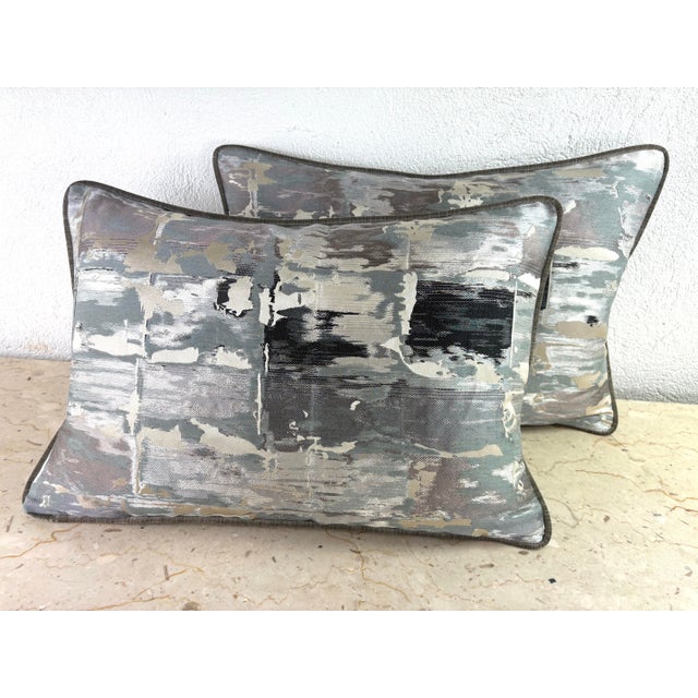 Modern Abstract Silk Brocade Pillows/a Pair For Sale - Image 10 of 10