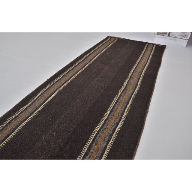 Textile Turkish Wool Stripe Runner Kilim For Sale - Image 7 of 10
