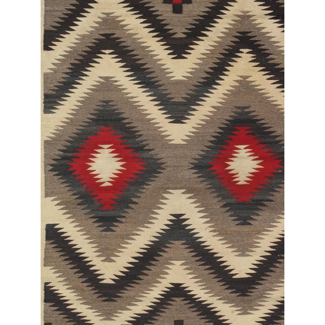 Vintage Navajo Oriental Handmade Wool Red, Black & Ivory Rug For Sale - Image 4 of 9