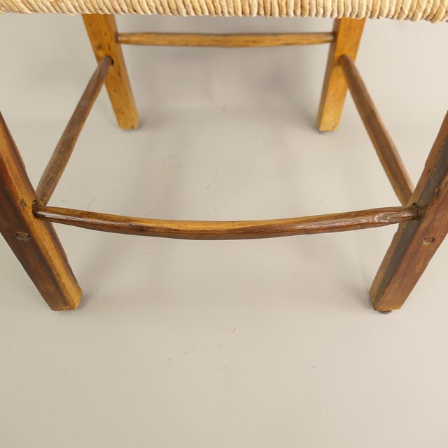 Beige Rural Cherry Wood and Straw Armchair, France, 1840s For Sale - Image 8 of 10