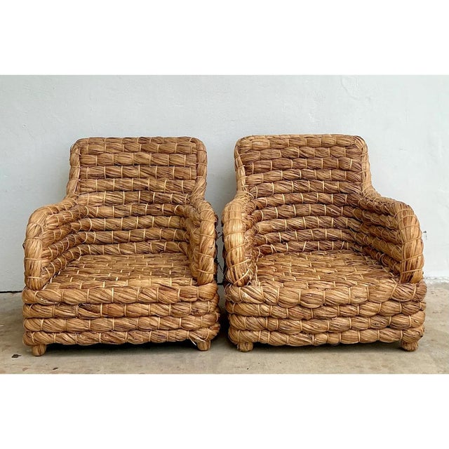 Vintage Twisted Rush Lounge Chairs After Ralph Lauren For Sale - Image 9 of 12