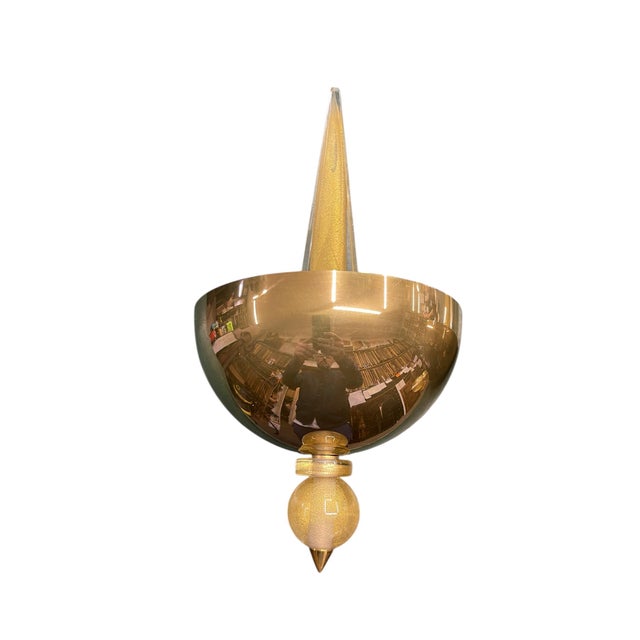 Vintage Brass and Murano Glass Sconces by André Arbus, 1960s, Set of 2, in Very Good conditions. Designed 1960 to 1969 I...