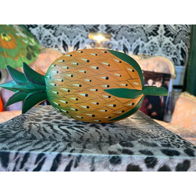 1970s Wooden Painted Pineapple Napkin Holder/Kitchen Accessory For Sale - Image 5 of 8