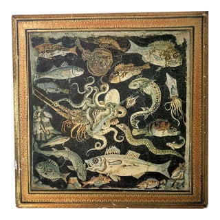 Italian Sea Creature Roman Mosaic Florentine Wall Panel For Sale