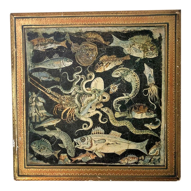 Italian Sea Creature Roman Mosaic Florentine Wall Panel For Sale