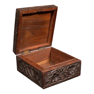 1940s Small Vintage Art Deco Indian Teak Keepsake Box