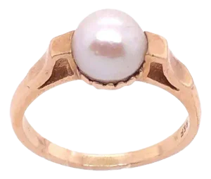 14 Karat Yellow Gold B & F Pearl Ring