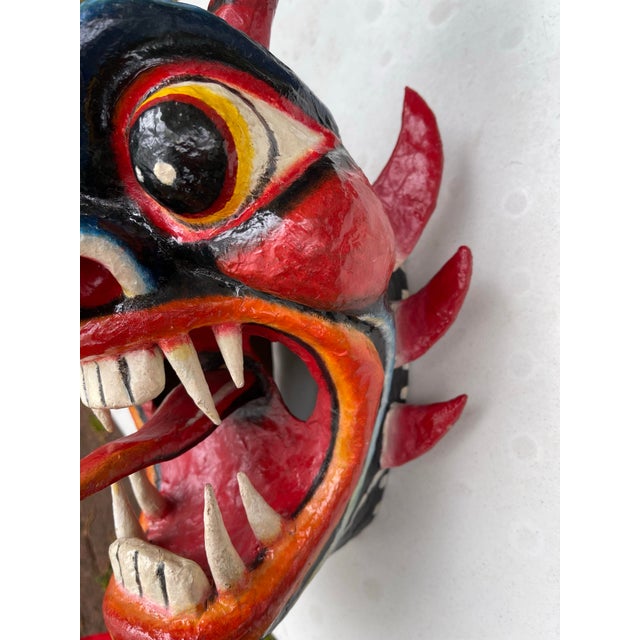 Vintage 1970’s Mexican Papier-Mâché Diablo Mask For Sale - Image 4 of 9