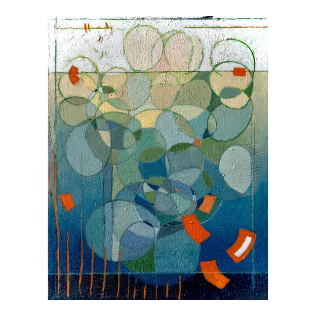 "Shades of Blue" Abstract Oil Painting by Paula DeStefanis For Sale