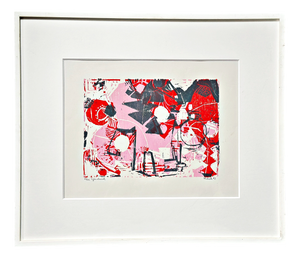 Heinz Kreutz, Red-Pink-Grey, 1963, Woodblock Print, Framed