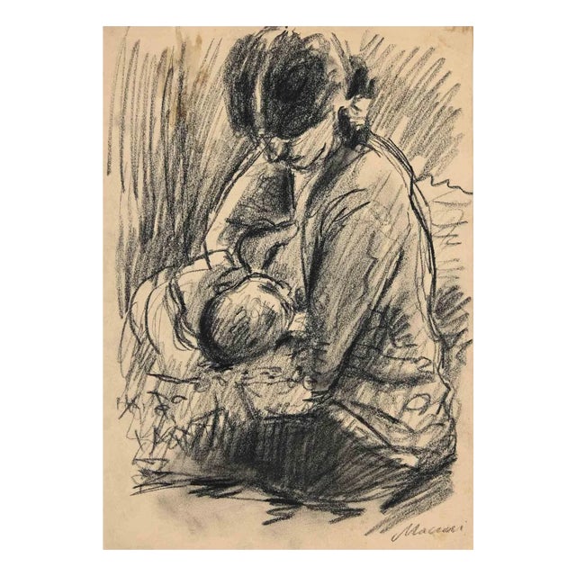 Mino Maccari, Feeding Time, Original Drawing, Mid-20th Century For Sale