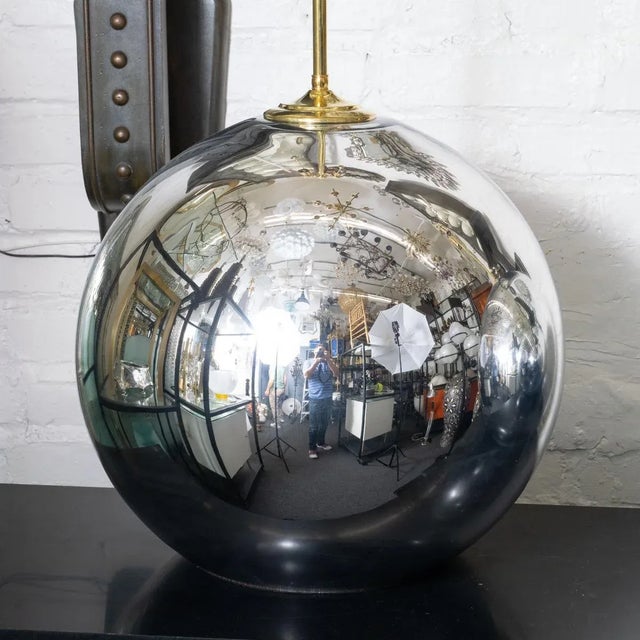 1960s 1960s Mid-Century Modern Large Spherical Mercury Glass Lamps - a Pair For Sale - Image 5 of 7