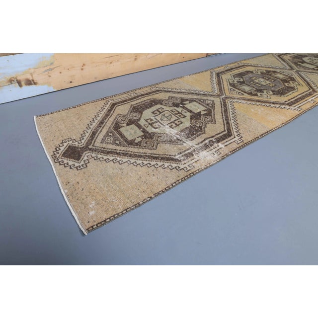 Boho Chic Turkish Oushak Handmade Runner For Sale - Image 3 of 9