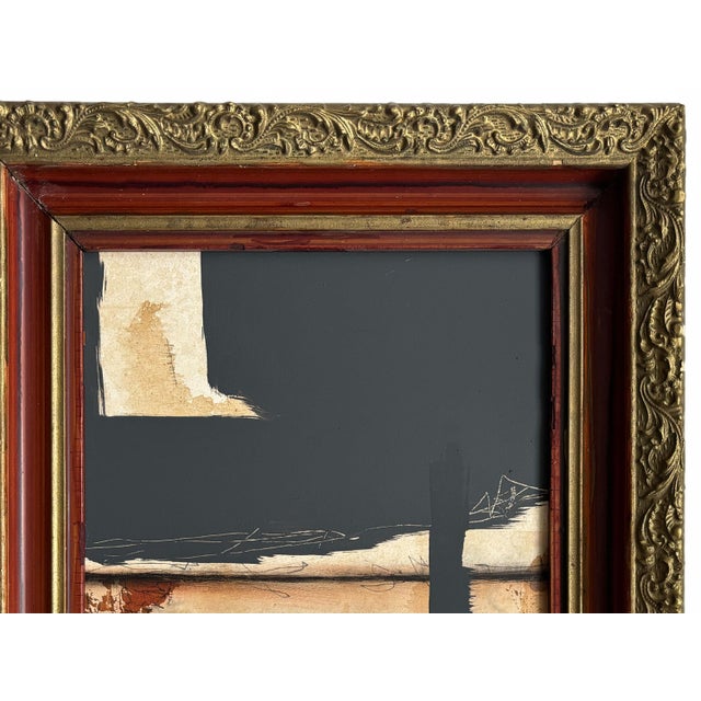 Paint “Rodeo” Black Abstract Art in Antique Frame, Transitional Living Room Art by JTS For Sale - Image 7 of 11