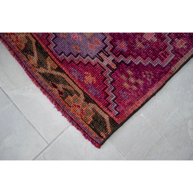 Hand-Knotted Turkish Runner Rug . Low Pile Full Tribal Design Narrow Runner Rug 2′2″ × 13′4″ For Sale - Image 12 of 16