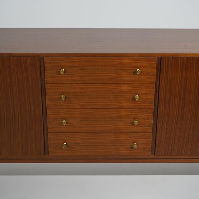 Wood Wooden Sideboard with Brass Knobs, 1960s For Sale - Image 7 of 16