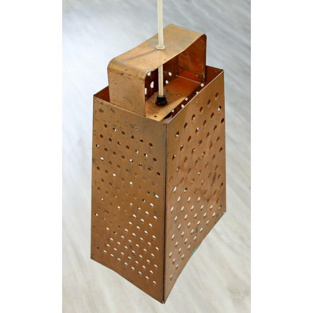 Mid Century Modern Style Copper Cheese Grater Light Fixture Chandelier