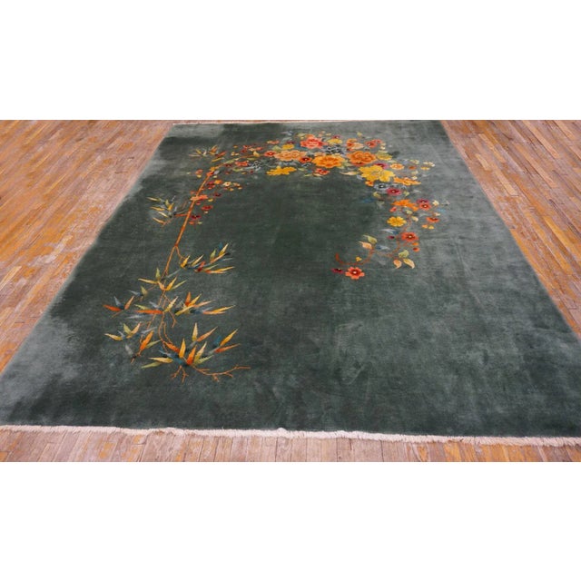 Antique Chinese Art Deco rug, size: 8' 9'' x 11' 0''. Antique Chinese – Art Deco Green 1935 Rug, Circa Date: 1935. This...