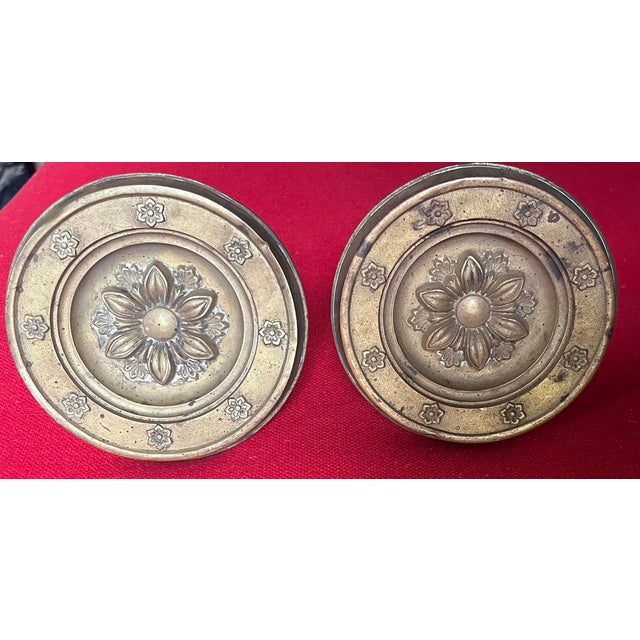 Large Antique 19th Century American Federal Empire Spun Brass Classical Drapery Tie Backs - A Pair For Sale - Image 12 of 16
