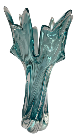Vintage Turquoise Bohemian Art Glass Sculptural Vase from Egermann, 1980s
